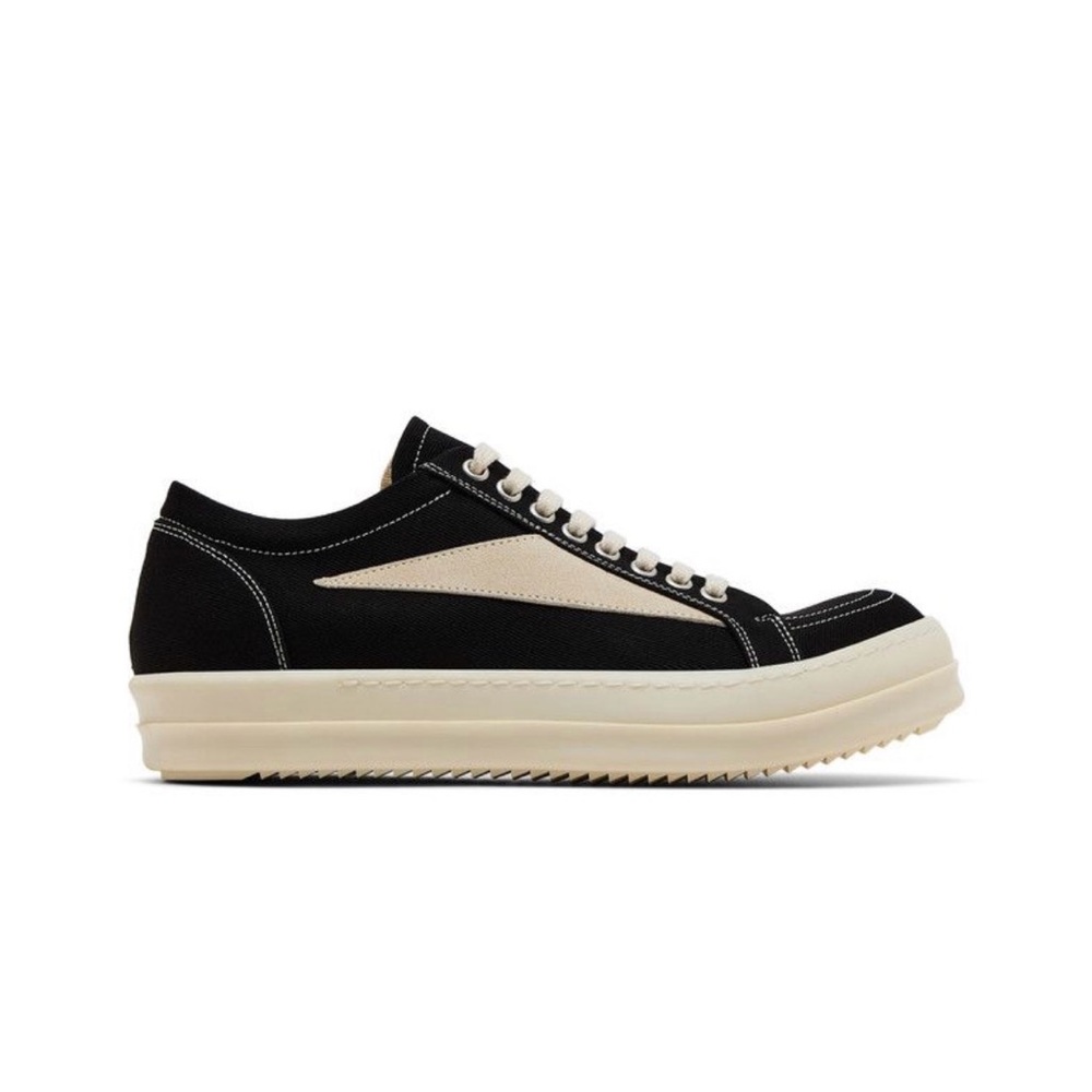Rick Owens Black and Cream Sneakers